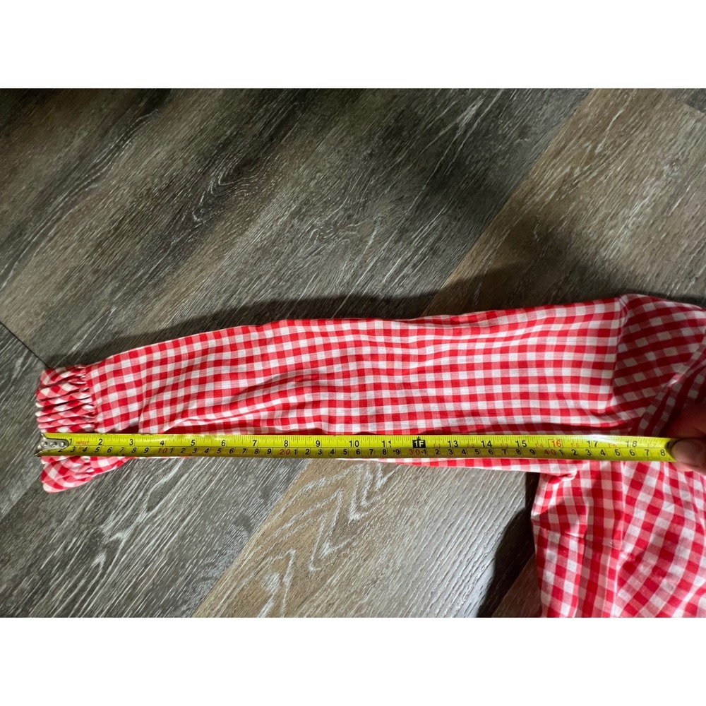 Vintage Maxi Dress XS Red White Gingham Butterfly Good 70s Retro - Picture 5 of 8